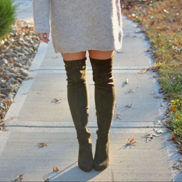 olive green over the knee boots